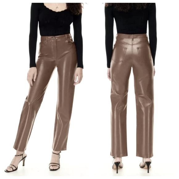 Aritzia Pants - Aritzia Wilfred Melina Vegan Leather Cropped Pants Brown size 12